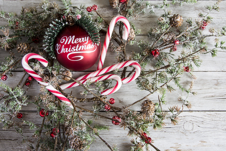 Christmas decoration with candy canesの写真素材