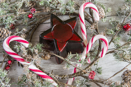 Christmas decoration with candy canesの写真素材