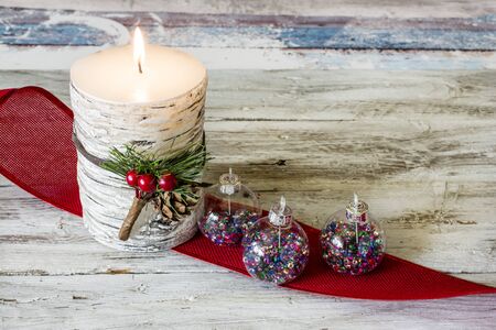 Christmas candle, home decorationの写真素材