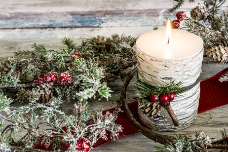 Christmas candle, home decorationの写真素材