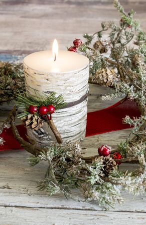 Christmas candle, home decorationの写真素材