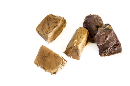 Frozen chocolate cubesの写真素材