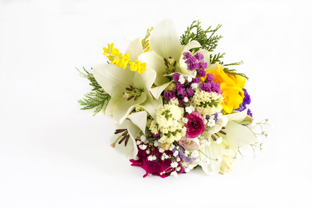 Bouquet of varied flowers in different colorsの写真素材