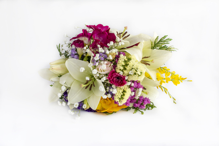 Bouquet of varied flowers in different colorsの写真素材