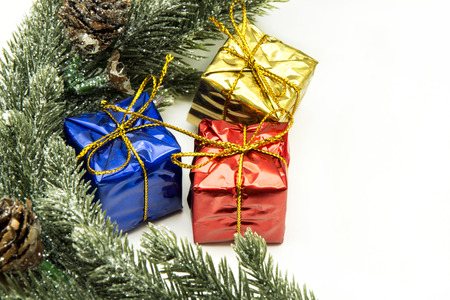 Christmas decoration gift boxesの写真素材