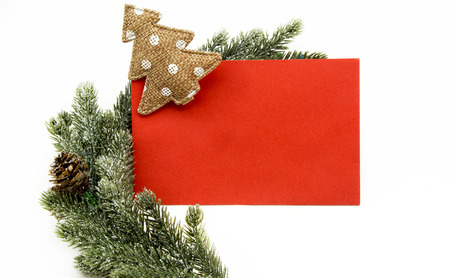 Red paper on background of christmasの写真素材