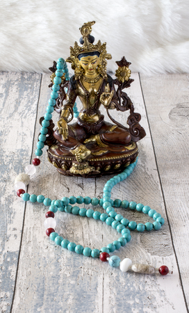 Tibetan Buddhist rosary, called mala or japamalaの写真素材