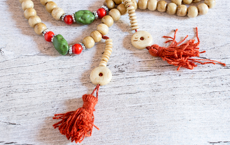 Tibetan Buddhist rosary, called mala or japamalaの写真素材
