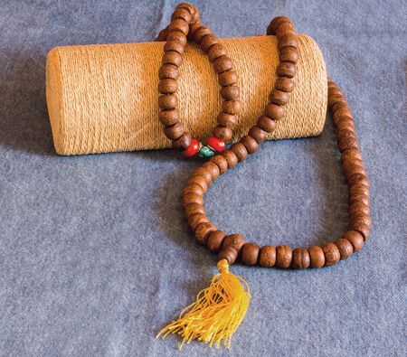 Tibetan Buddhist rosary, called mala or japamalaの写真素材