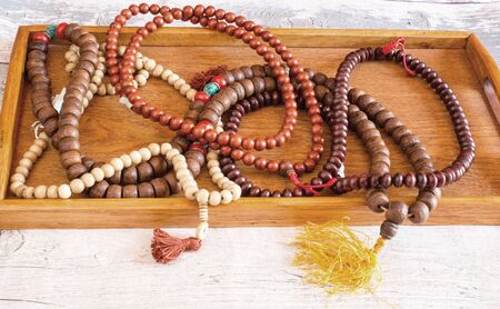 Tibetan Buddhist rosary, called mala or japamalaの写真素材