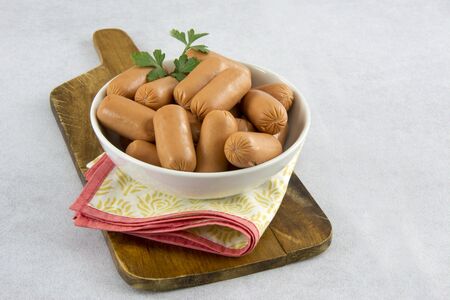 Raw aperture sausages served in a bowlの写真素材