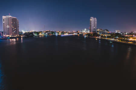 Chao Phraya River at Night Bangkok Thailandのeditorial素材