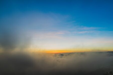 beautiful colorful sky & mountain sunrise at Phuruaの写真素材
