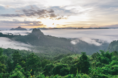 Sunrise at Baan Jabo in thailandの写真素材
