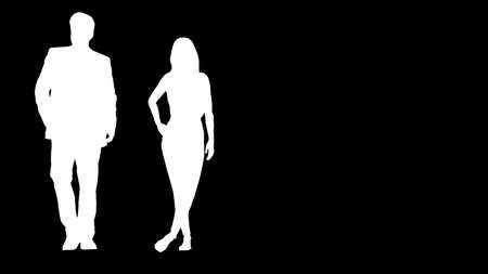 a couple of businessmen on vectors showing men and women in the black backgrounds.の写真素材