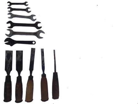 Engineering tools set isolated on white background.