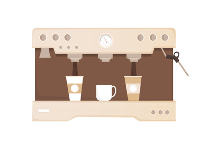Front view of coffee machine. Vector illustration of coffee maker on white background.のイラスト素材