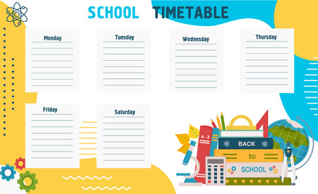 School schedule. Classroom timetable. Educational plan notes. Academic plannerのイラスト素材