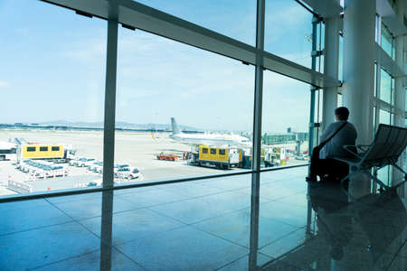 BARCELONA; SPAIN - AUGUST 8th 2020: Barcelona airport with very few people due to the new...