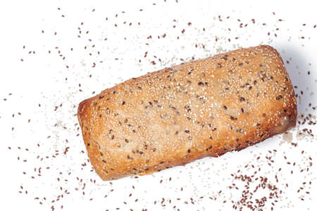 cereal bread on white background.の写真素材