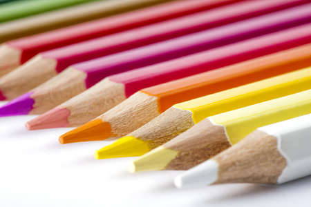 colored pencils on white backgroundの写真素材