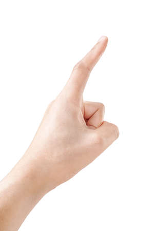 Hands with point action isolated in white backgroundの写真素材