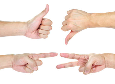 Hands with action isolated in white backgroundの写真素材