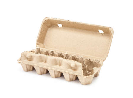 egg packaging recycle paper mould box isolated on white background