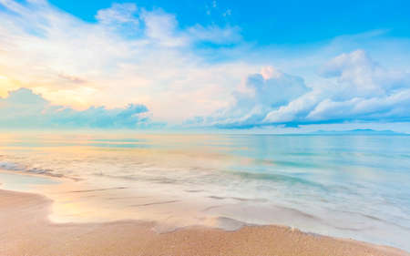 beautiful sunrise on the tropical beach with a little waves look like the paradise in summer relaxing holiday timeの写真素材