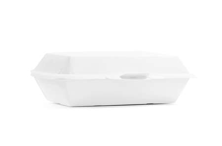 blank packaging recycled paper food box for meal isolated on white background with clipping pathの写真素材