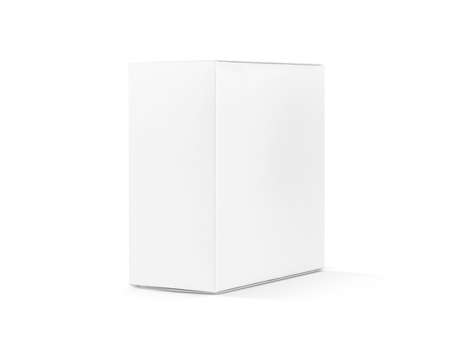 blank packaging white cardboard box isolated on white background with clipping path ready for product design mock-upの写真素材