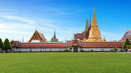 Wat Phra Kaew Temple of the Emerald Buddha and officially as Wat Phra Si Rattana Satsadaram is regarded as the most sacred Buddhist landmark temple in Thailand.の写真素材