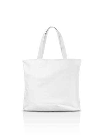 Blank white canvas tote bag for save global warming isolated on white background with clipping pathの写真素材