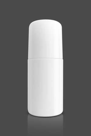 blank packaging white roll-on bottle for deodorant product design mock-up isolated on gray backgroundの写真素材