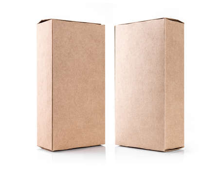 kraft brown box made from recycled paper isolated on white background for eco product design mock-up