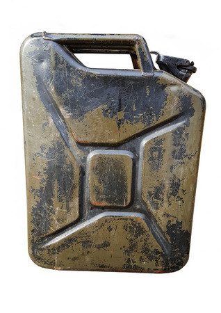 Old gasoline canister isolated on white backgroundの写真素材