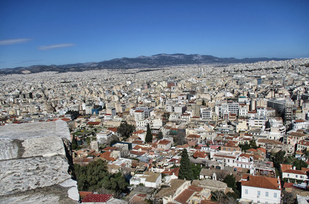 Aerial view of city Athenaの写真素材