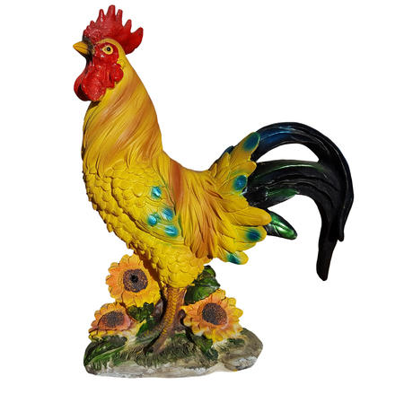 Rooster statue on whiteの写真素材