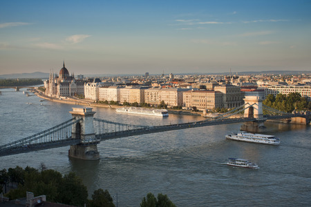 Cityscape of Budapest and Danube riverの写真素材
