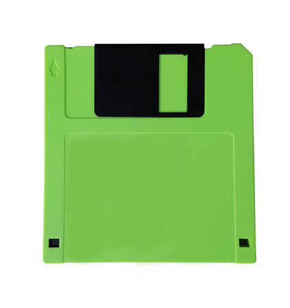 Green diskette isolated on white backgroundの写真素材