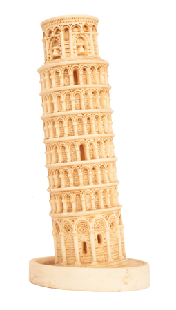 Leaning Tower of Pisa isolated on whiteの写真素材