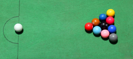 Billiards balls on the green table