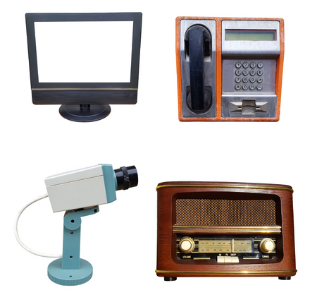 Technology objects isolated on whiteの写真素材