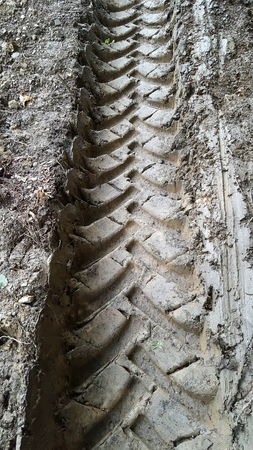 Wheel tracks on dirtの写真素材