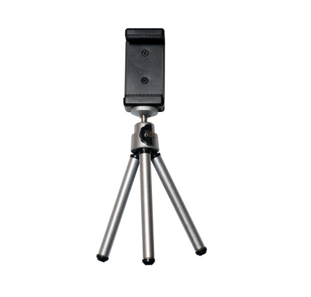 Tripod for phone isolated on whiteの写真素材