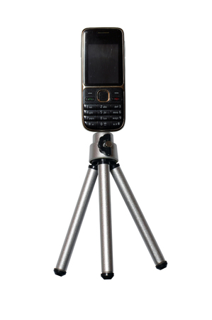 Tripod for phone isolated on whiteの写真素材