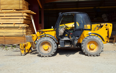 Forklift in the factoryの写真素材
