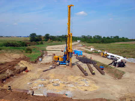 Drilling machine on construction siteの写真素材
