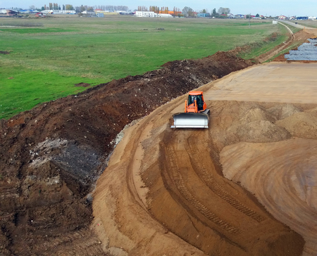 Bulldozer on construction siteの写真素材