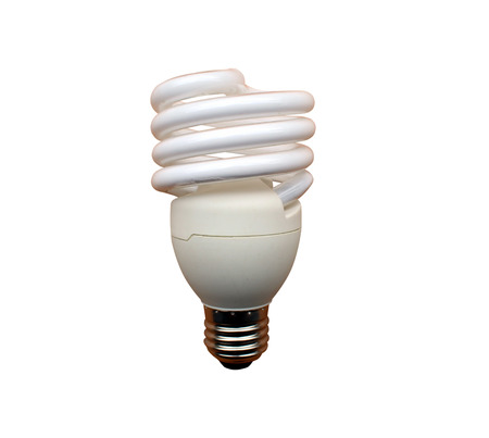 White light bulb on white backgroundの写真素材